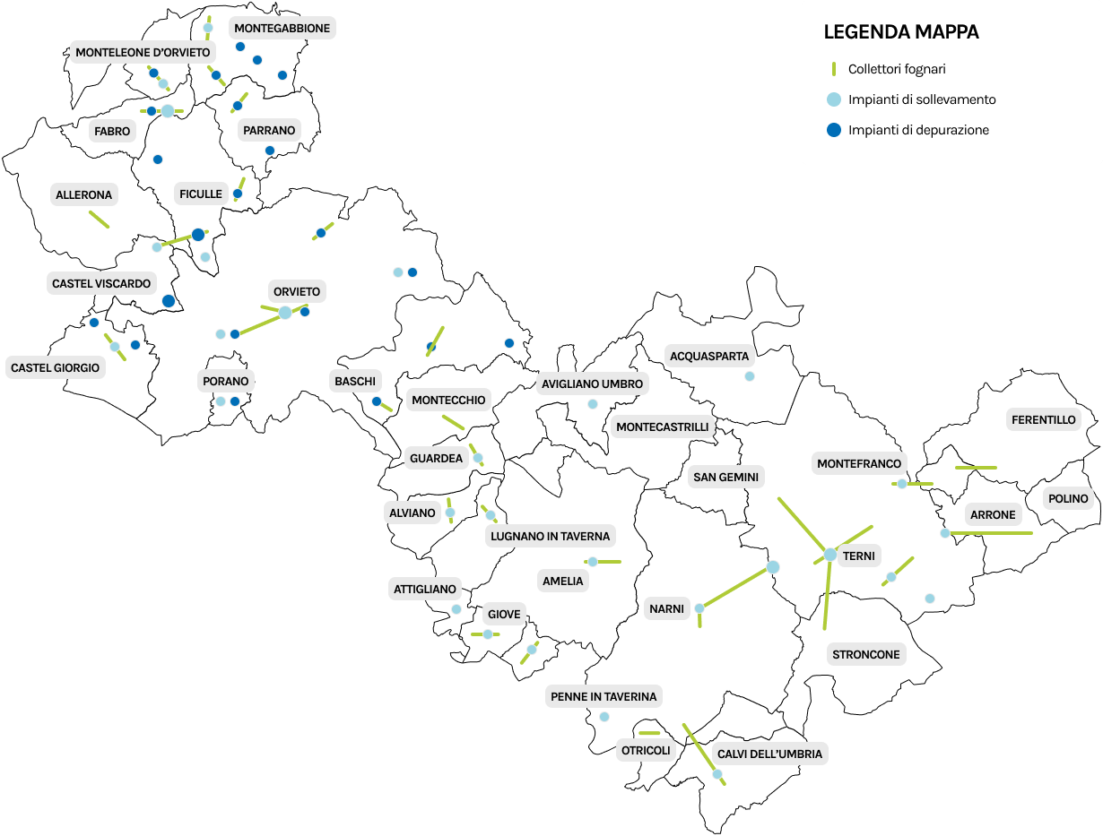 Mappa del territorio servito da Umbriadue