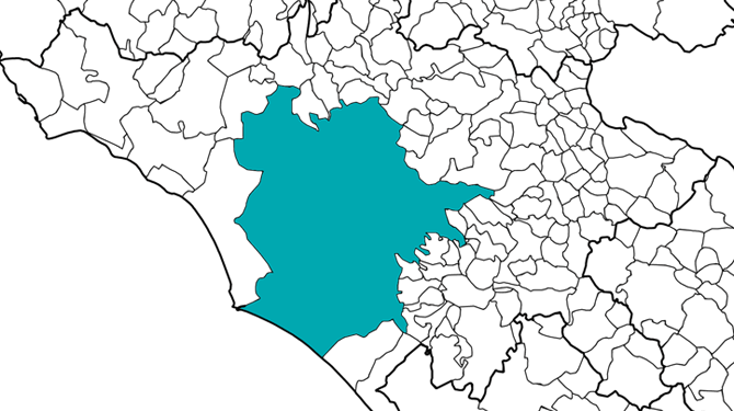 Mappa del territorio interessato dalla costruzione della nuova adduttrice di Ottavia - Trionfale