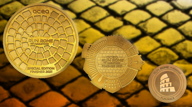 The medals of the Rome Marathon 2021