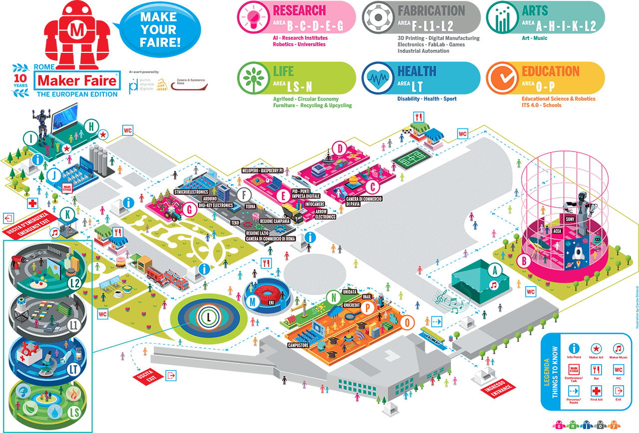 Mappa degli stand del Maker Faire Rome 2022