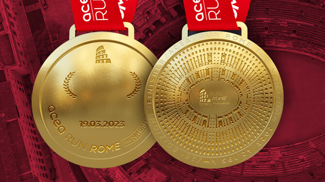 Le medaglie della maratona di Roma 2023