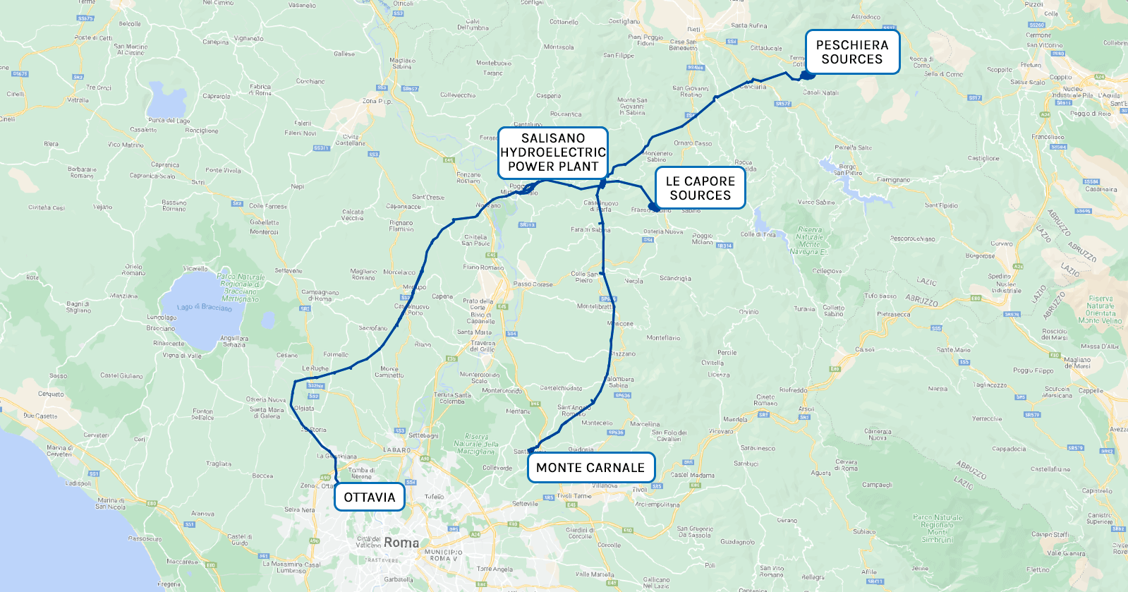 Map of the Peschiera-Capore aqueduct 